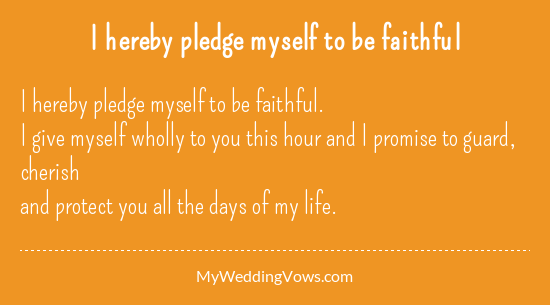 I Hereby Pledge Myself To Be Faithful