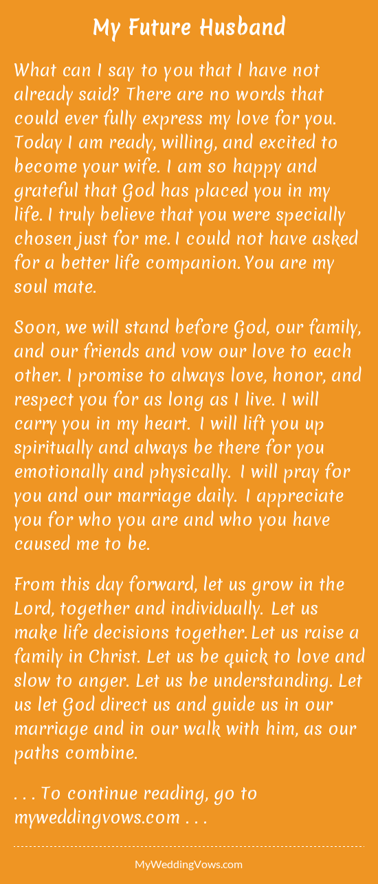 Promise each. I Promise that. Beautiful Words to your husband. Talk about memorable Celebration that you attend.