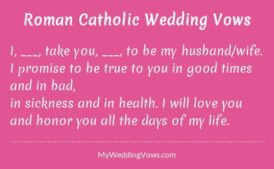 Roman Catholic Wedding Vows