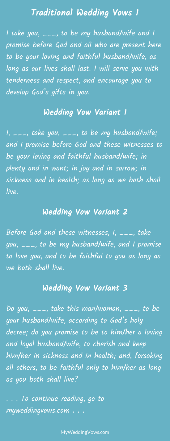 Traditional Marriage Vows For Better Or Worse