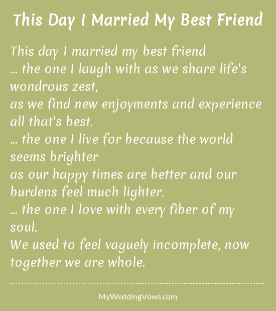 This day I will marry my Friend;