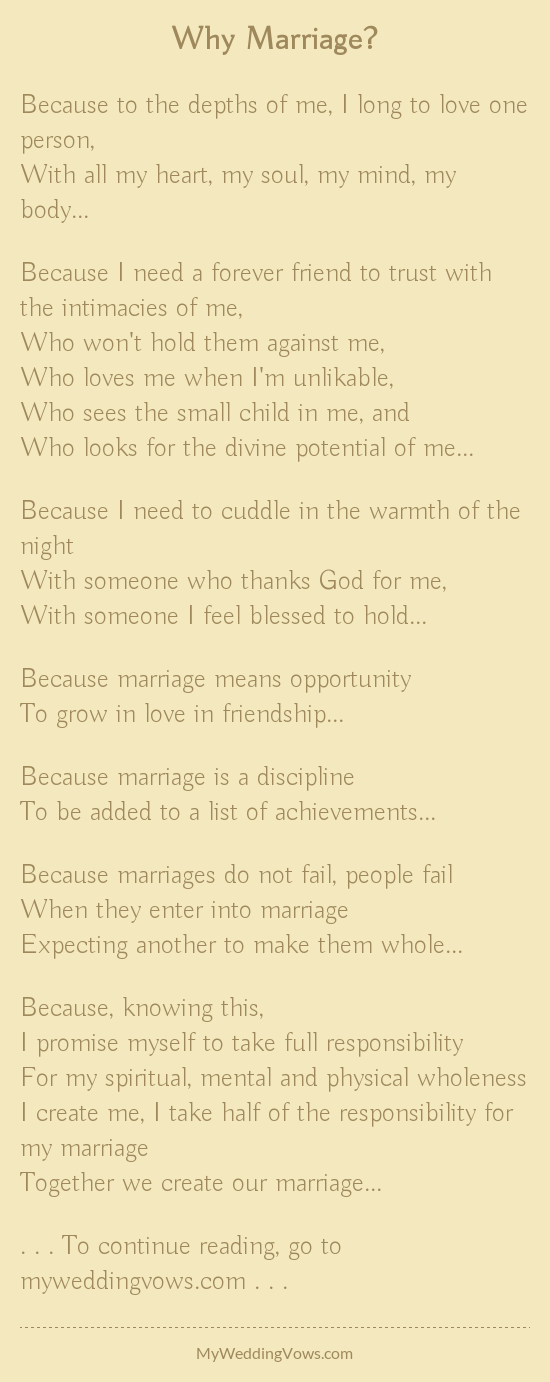 Why Marriage